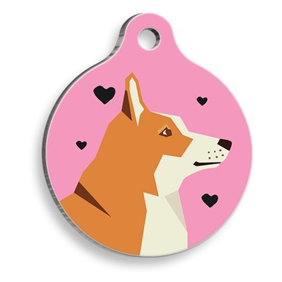 Pink Akita Round Dog Tag