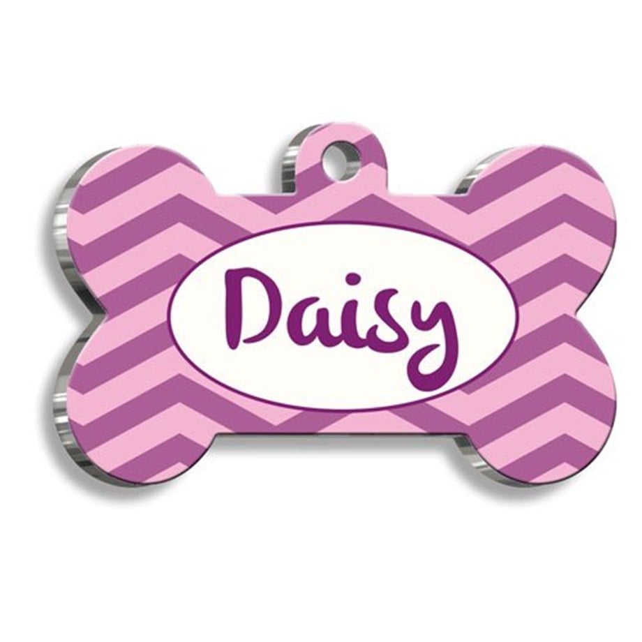 Pink Purple Zigzag Cat Dog Tag