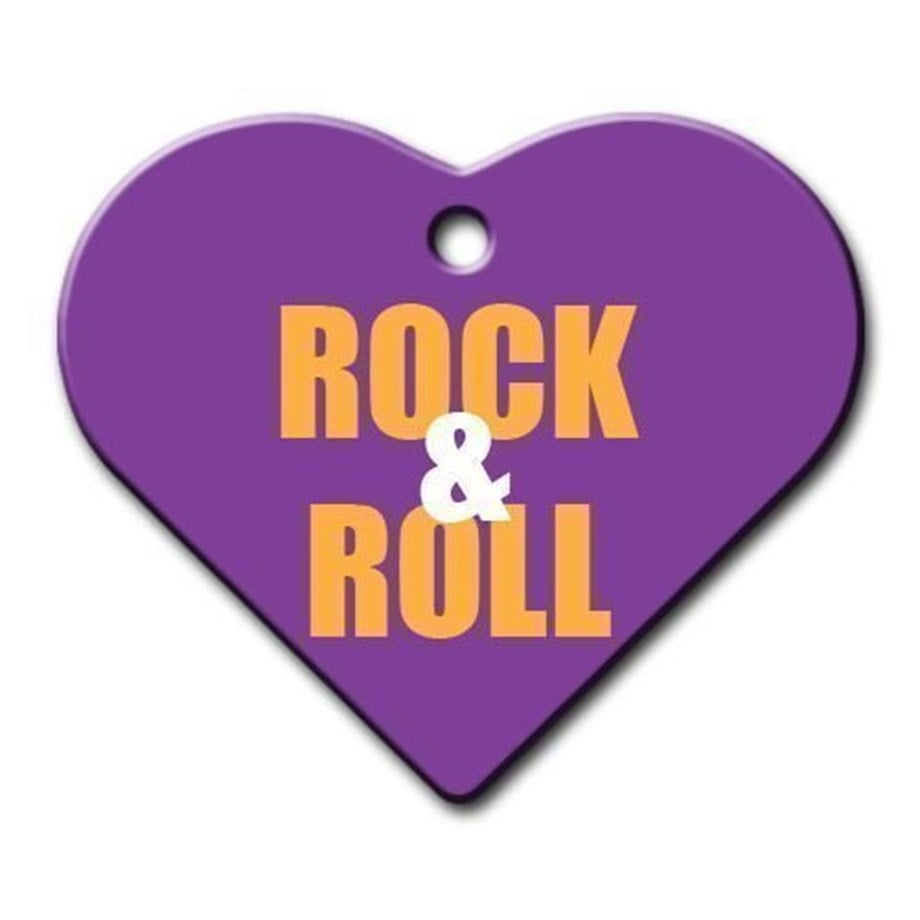 Rock & Roll Wide Heart Cat Dog Tag