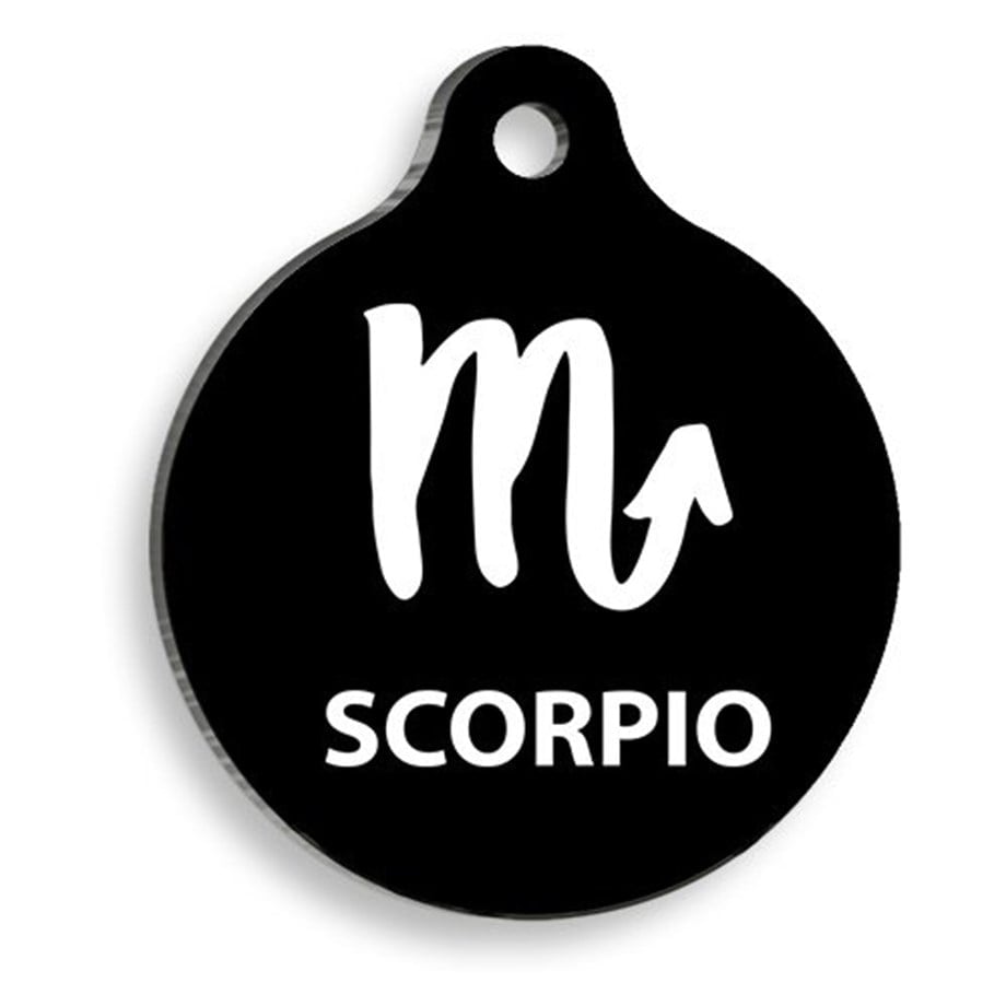 Black Color Scorpio Round Cat And Dog Tag