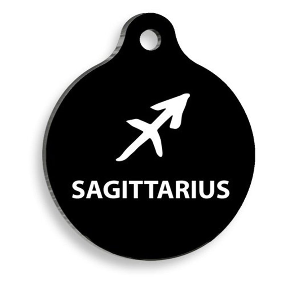 Black Color Sagittarius Round Cat And Dog Tag