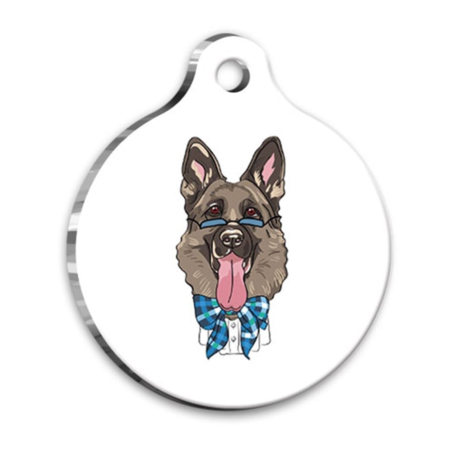 Design German Shepherd Wolf Round Dog Tag