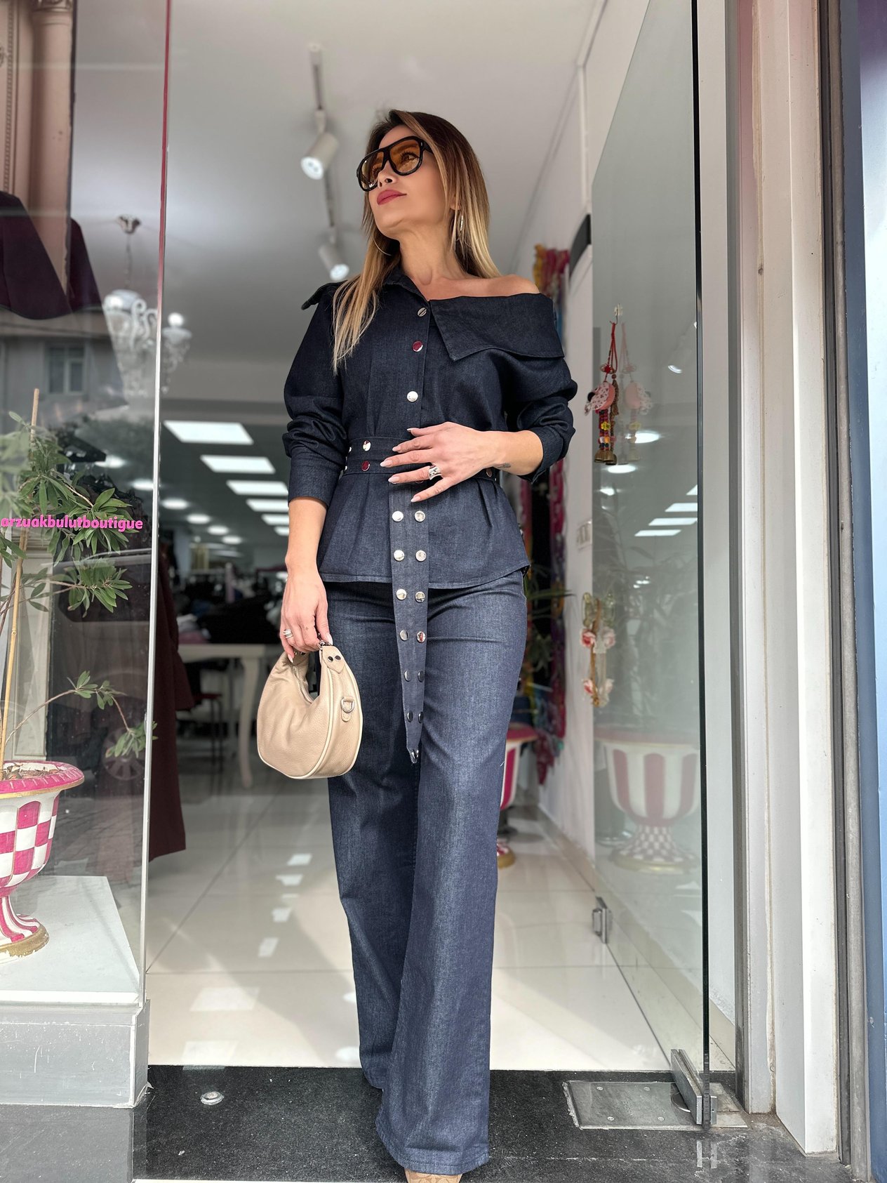 Asimetrik Denim Takım 