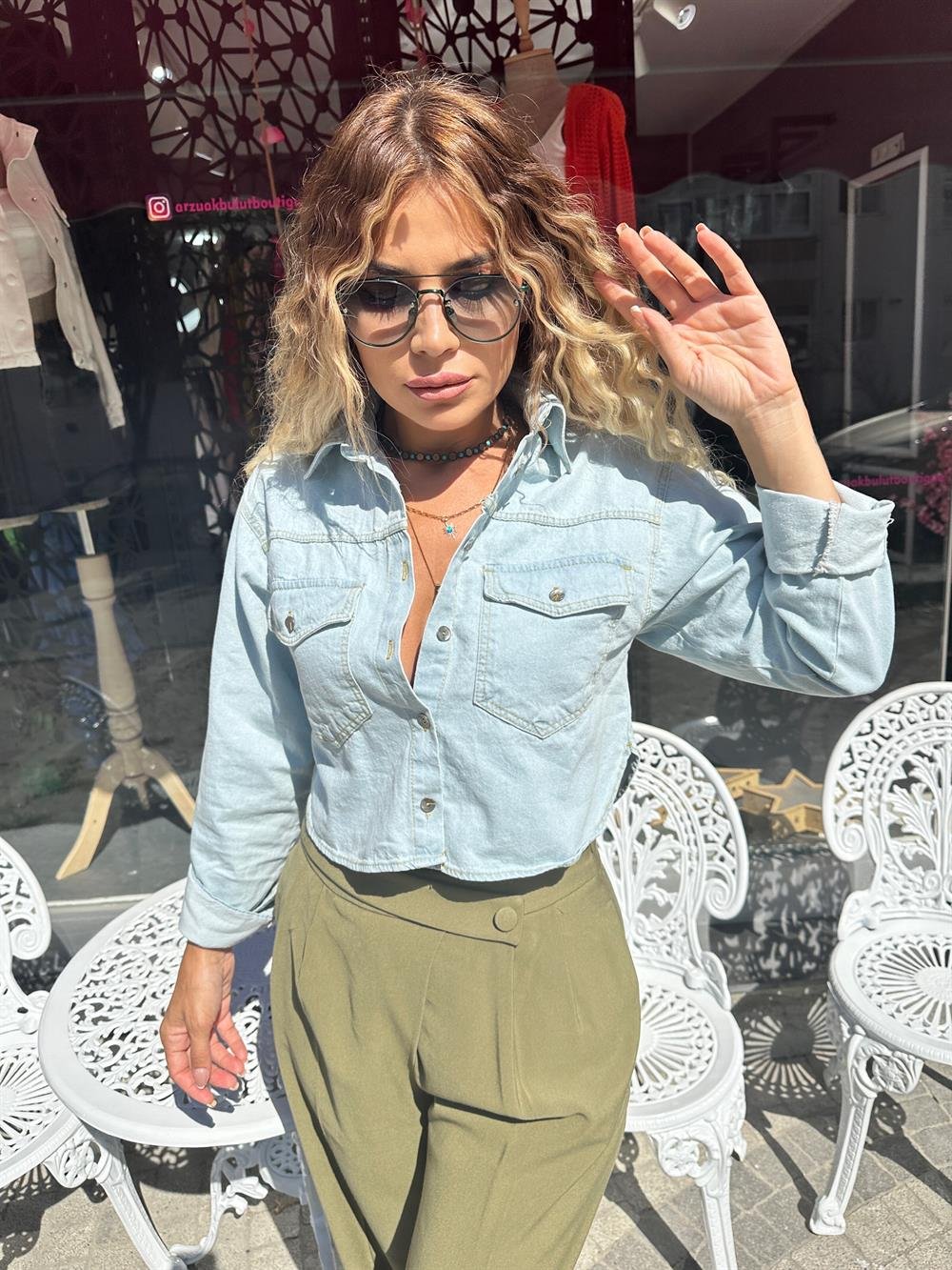 Denim Kısa Kot Gömlek 