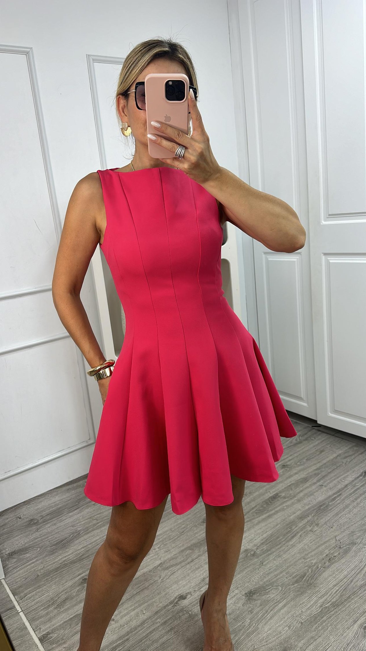 FK Pembe Eteği Volanlı Elbise