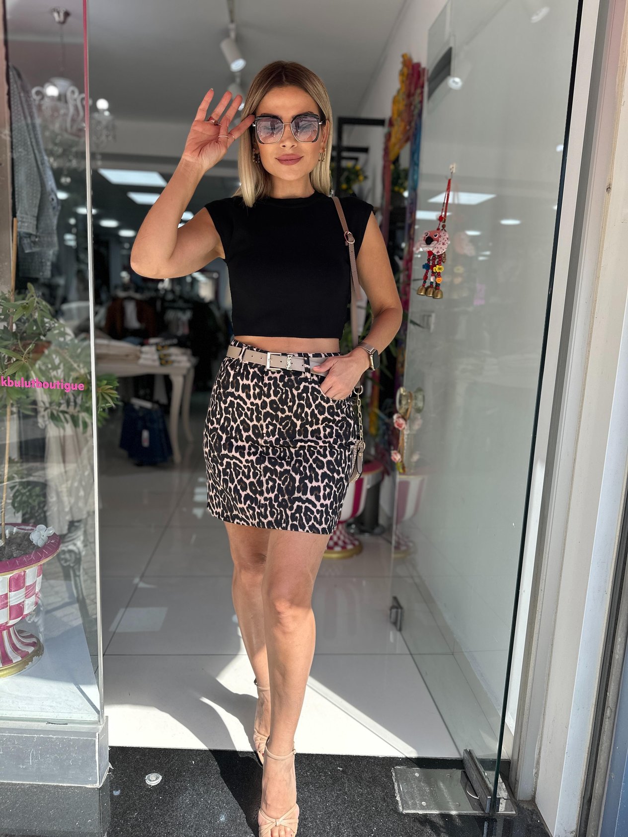Leopar Desenli Etek 