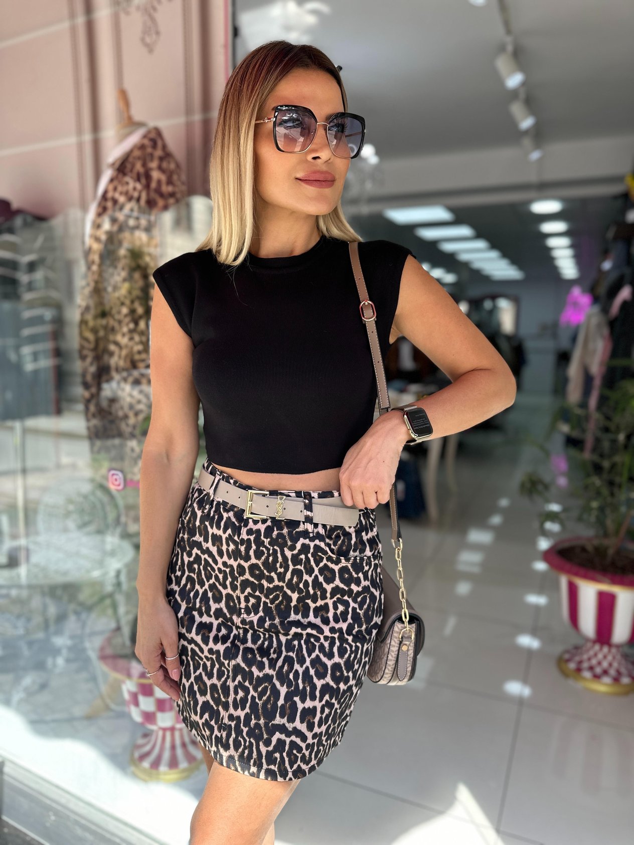Leopar Desenli Etek 