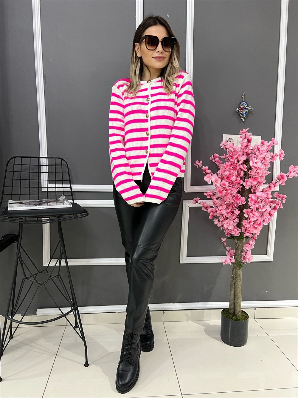 PK Pembe Çizgili Hırka