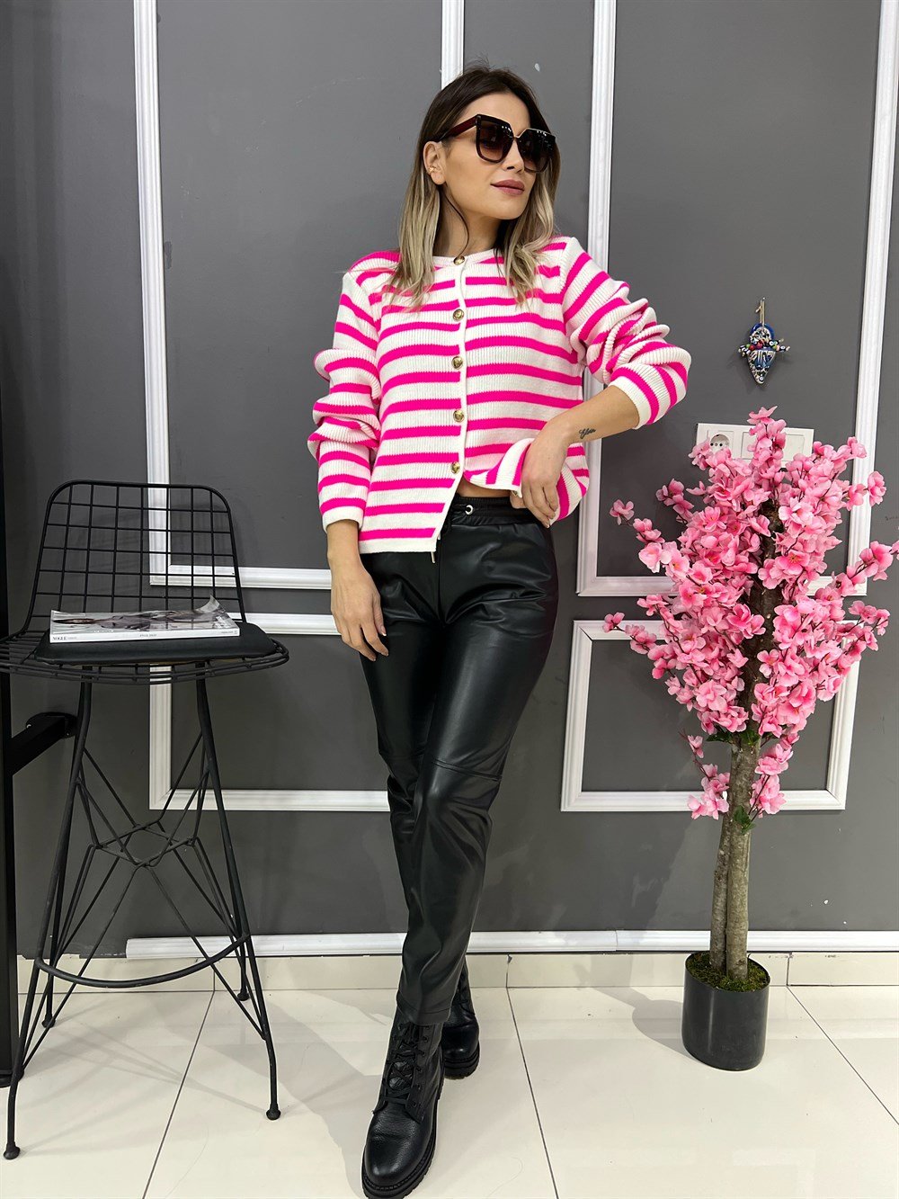 PK Pembe Çizgili Hırka