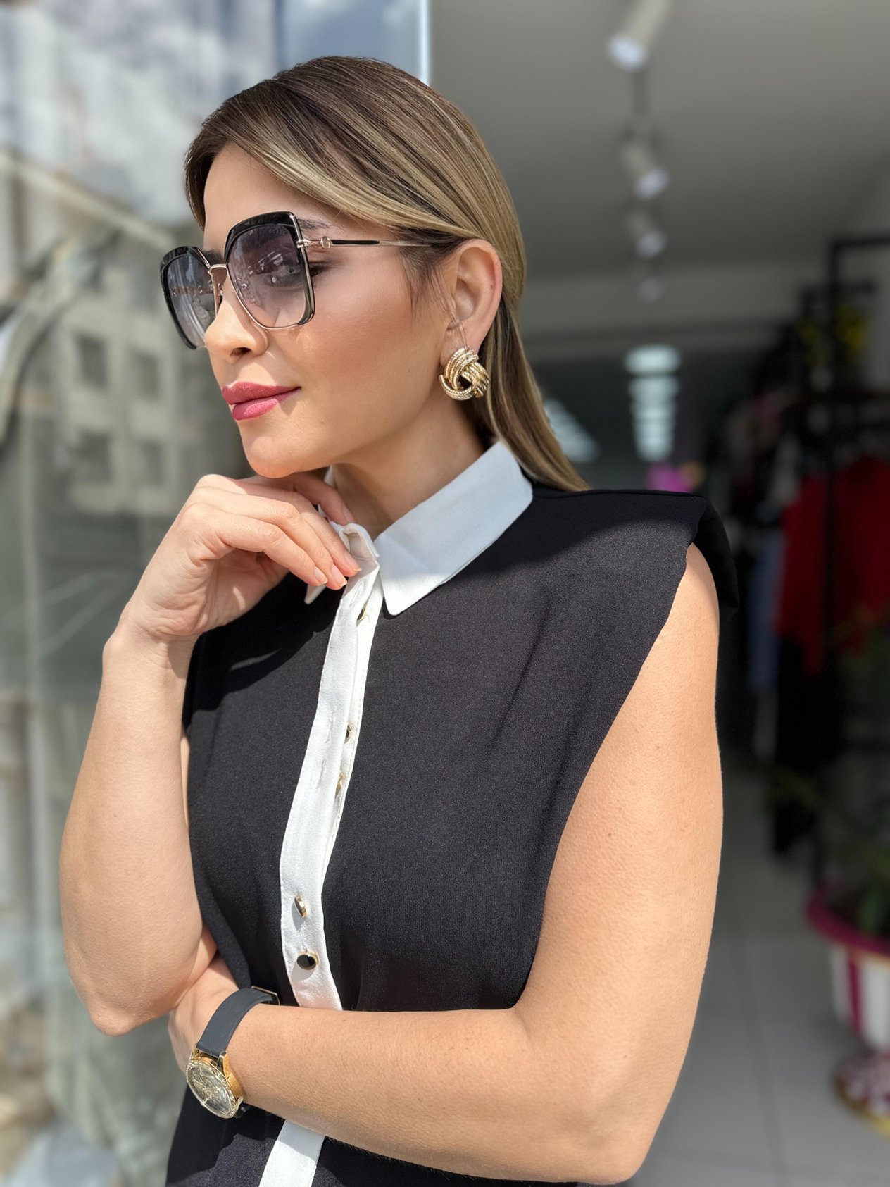 Siyah Garnili Elbise 