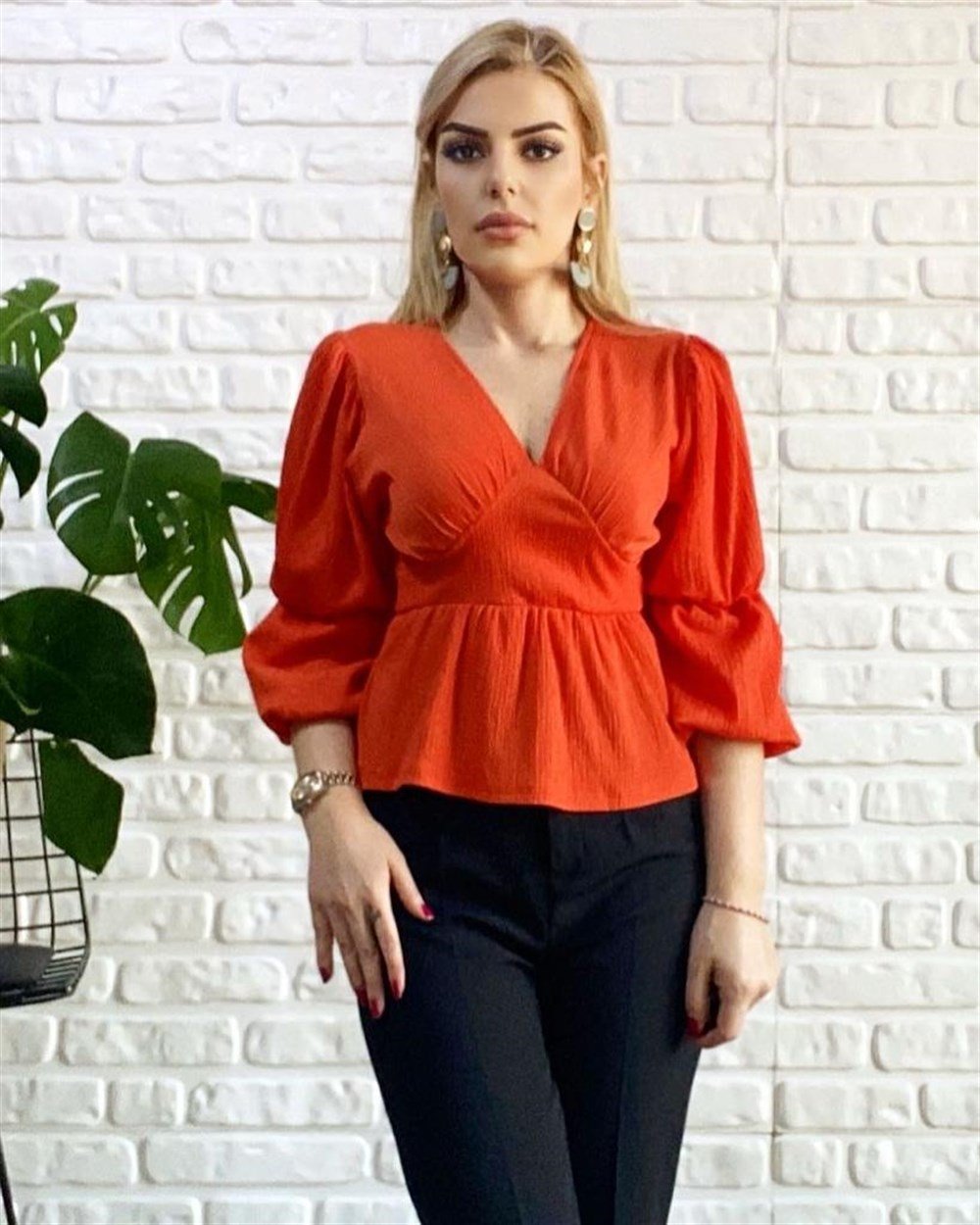 ORANJ BALON KOLLU BLUZ