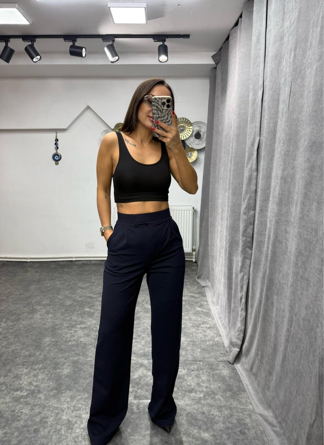 Drange Lacivert Cırtlı Palazzo Pantalon No Sıfır 8