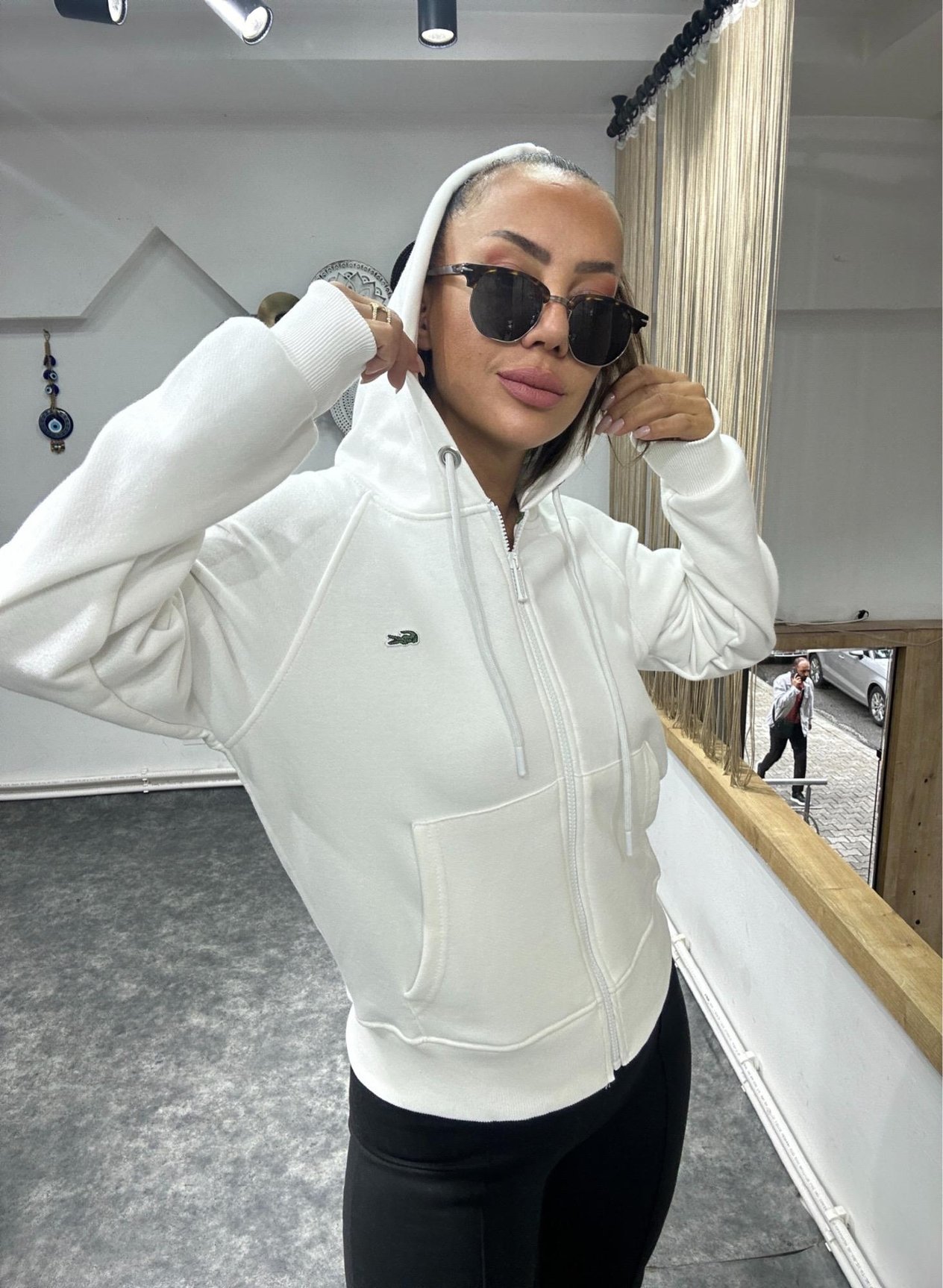 Lacoste Beyaz Fermuarlı Sweatshirt No Sıfır 8