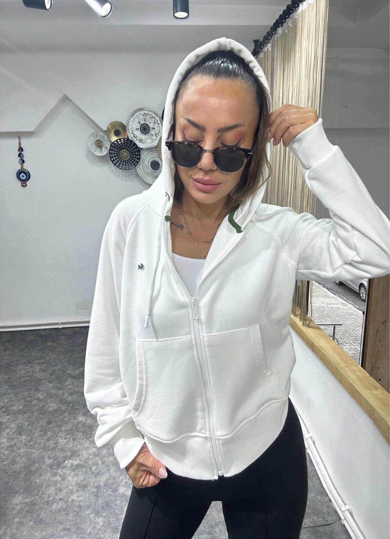 Lacoste Beyaz Fermuarlı Sweatshirt No Sıfır 8
