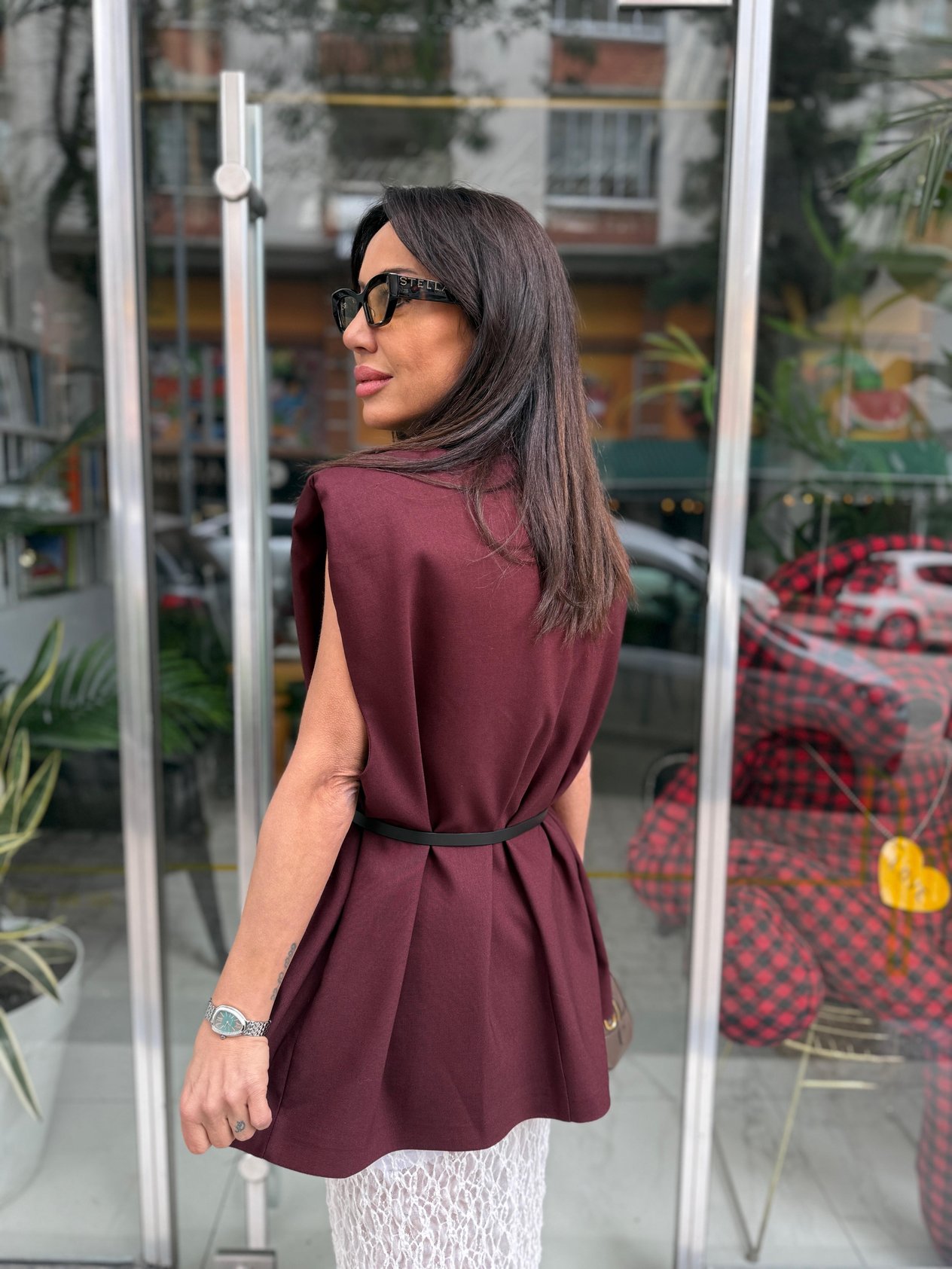 MNG Model Tasarım Bordo Kemerli Yelek No Sıfır 8