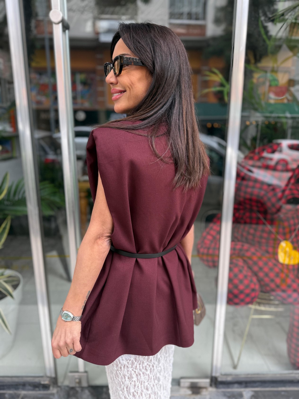 MNG Model Tasarım Bordo Kemerli Yelek No Sıfır 8