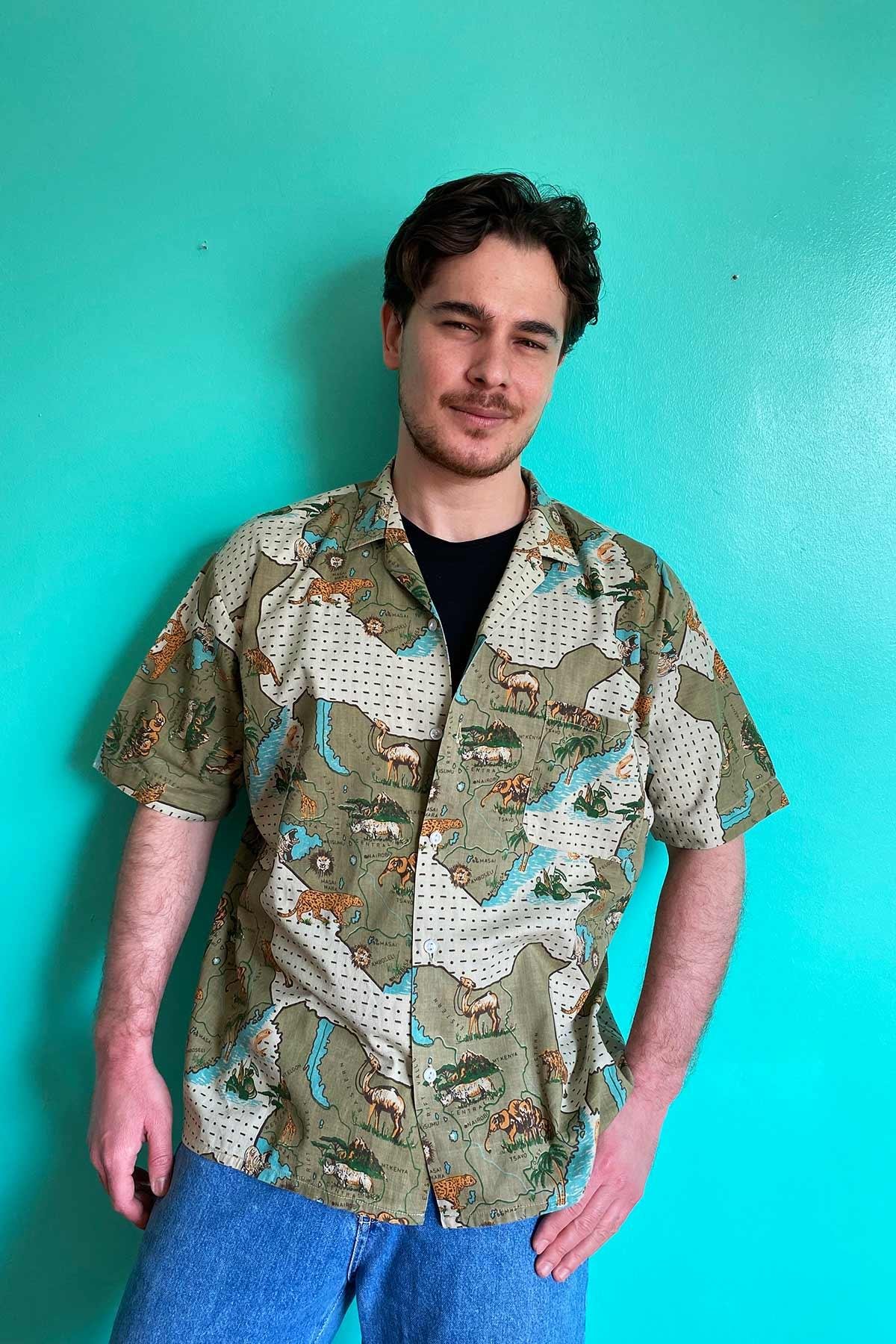 Vintage Desenli Cotton Gömlek