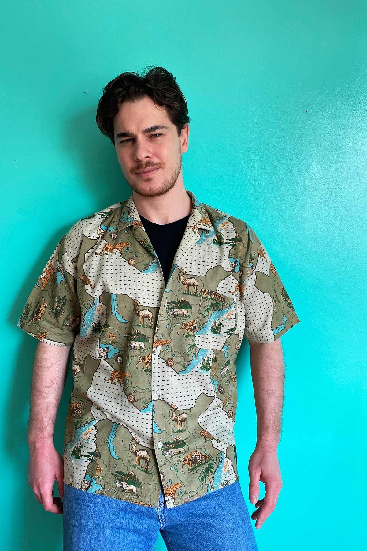 Vintage Desenli Cotton Gömlek