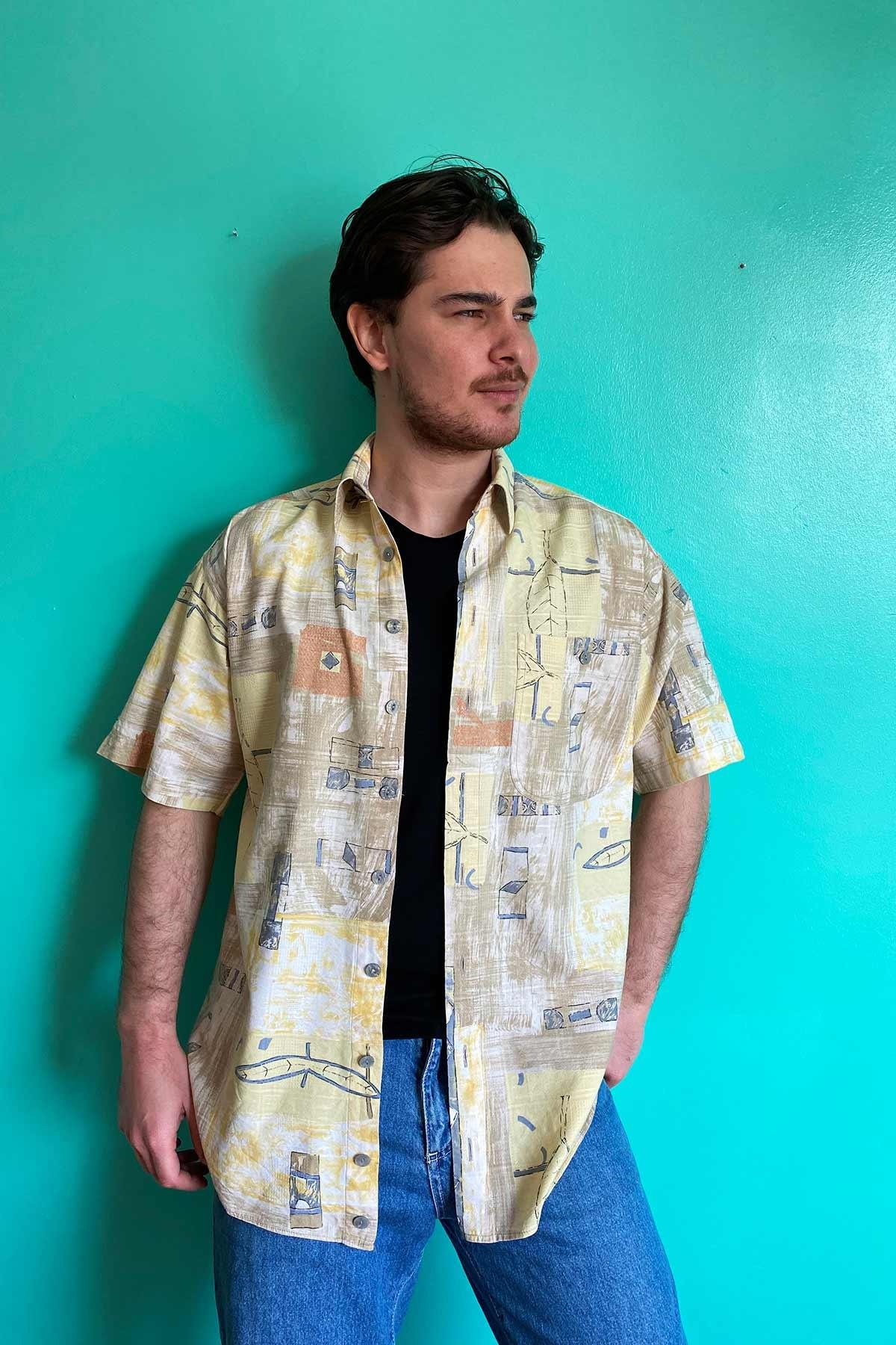 Vintage Desenli Cotton Gömlek