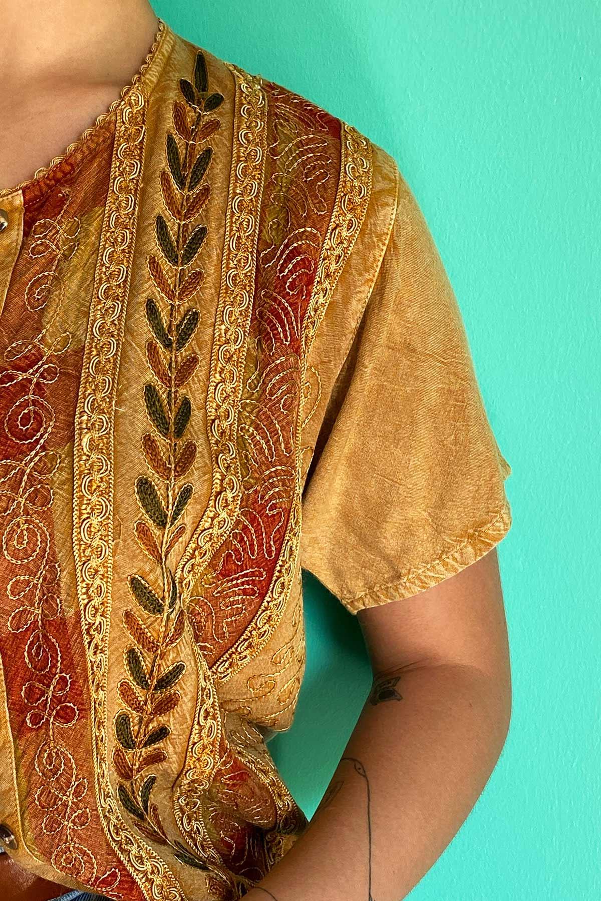 Vintage Etnik Rayon Gömlek