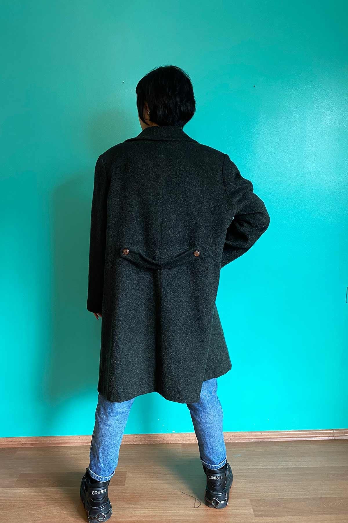 Vintage Gri Yün Kaban