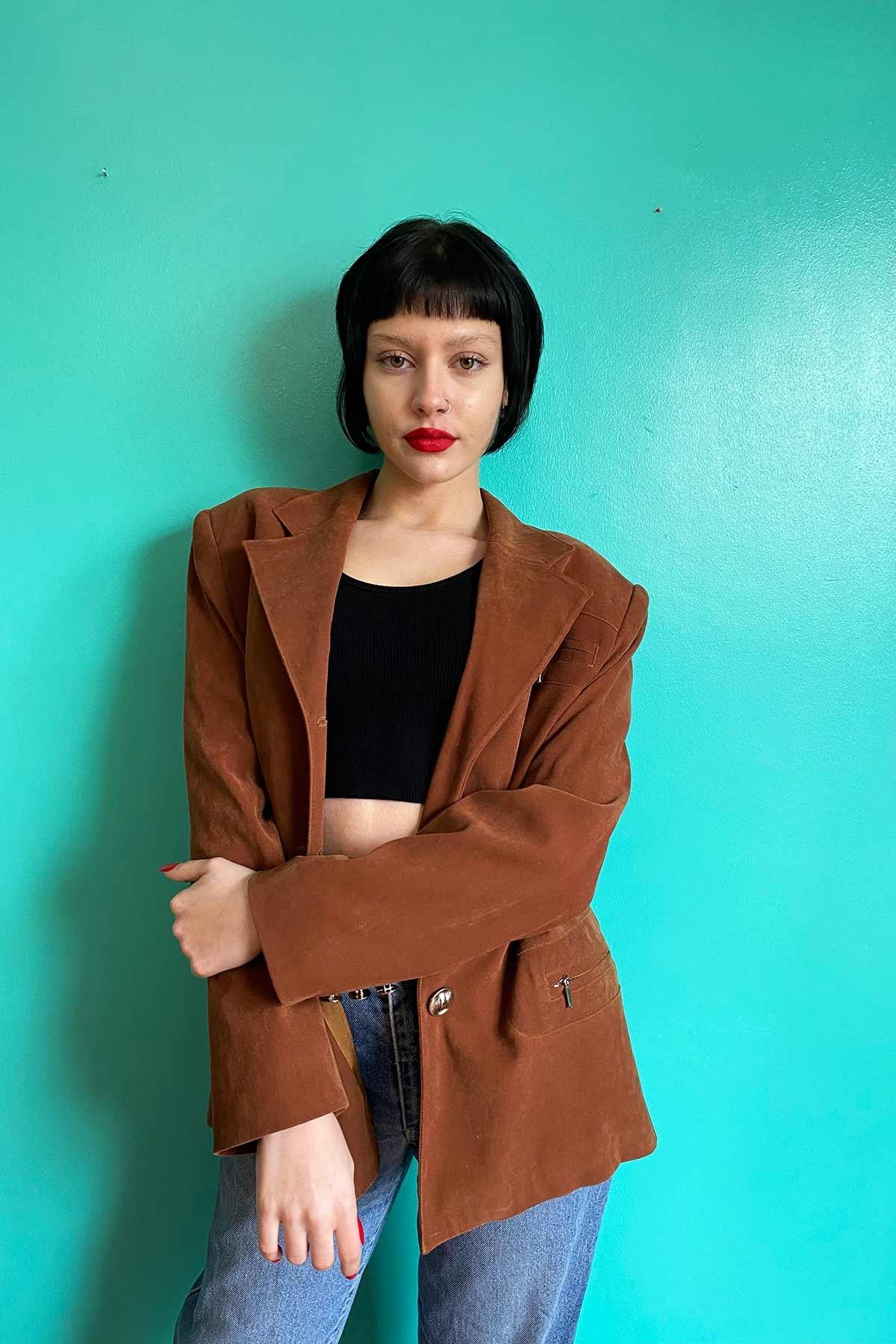 Vintage Kahve Blazer Ceket