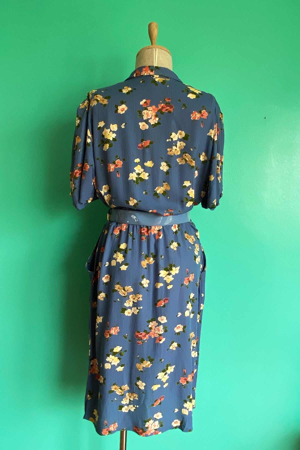 Vintage Kemerli Viskon Elbise