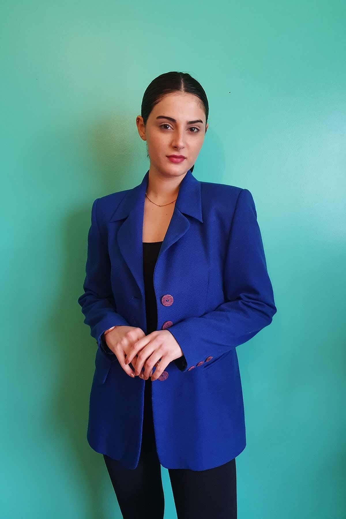 Vintage Mavi Blazer Ceket