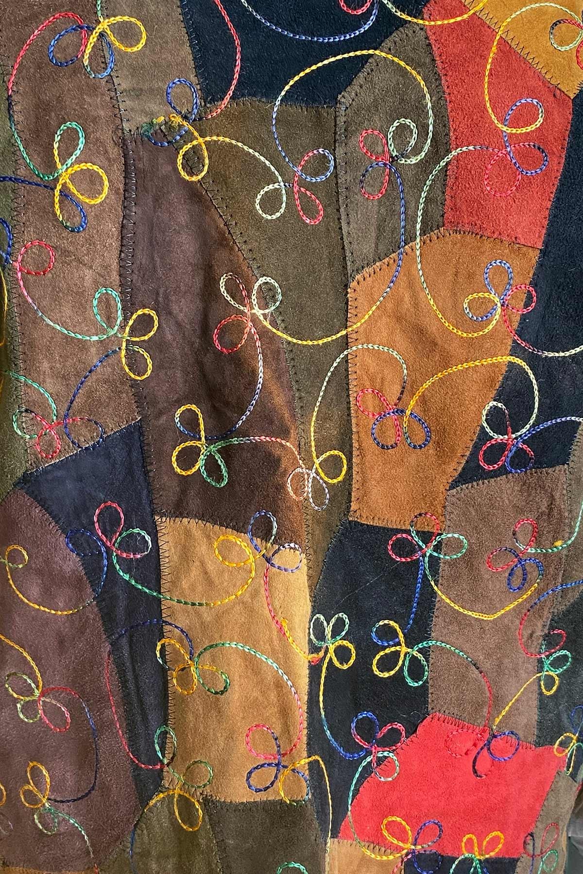 Vintage Patchwork Deri Yelek