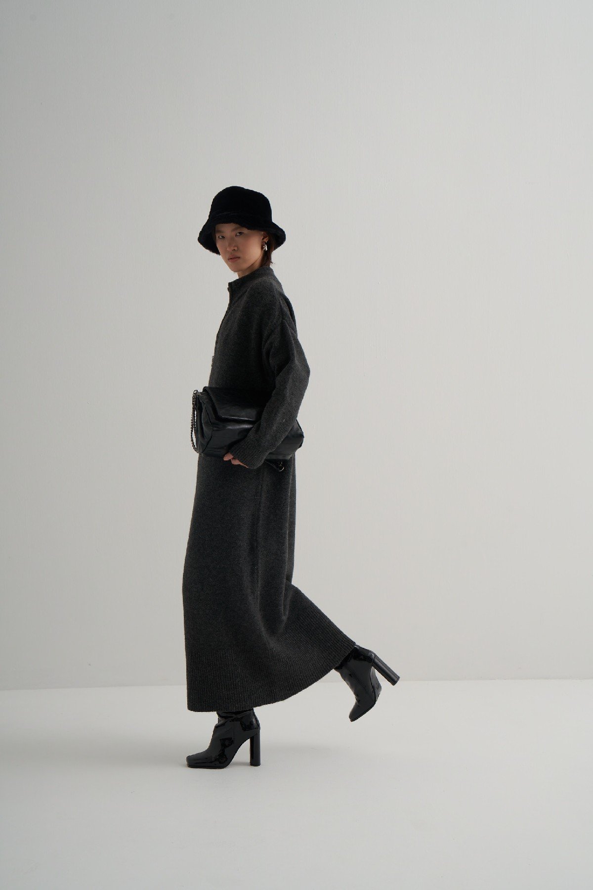Fermuarlı Tunik-7581-Siyah