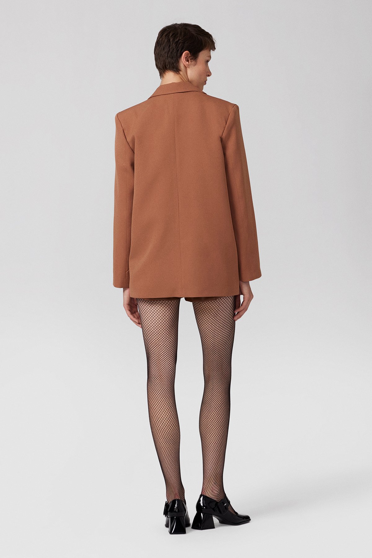 Kruvaze Oversize Blazer Ceket - Camel-6138-Camel