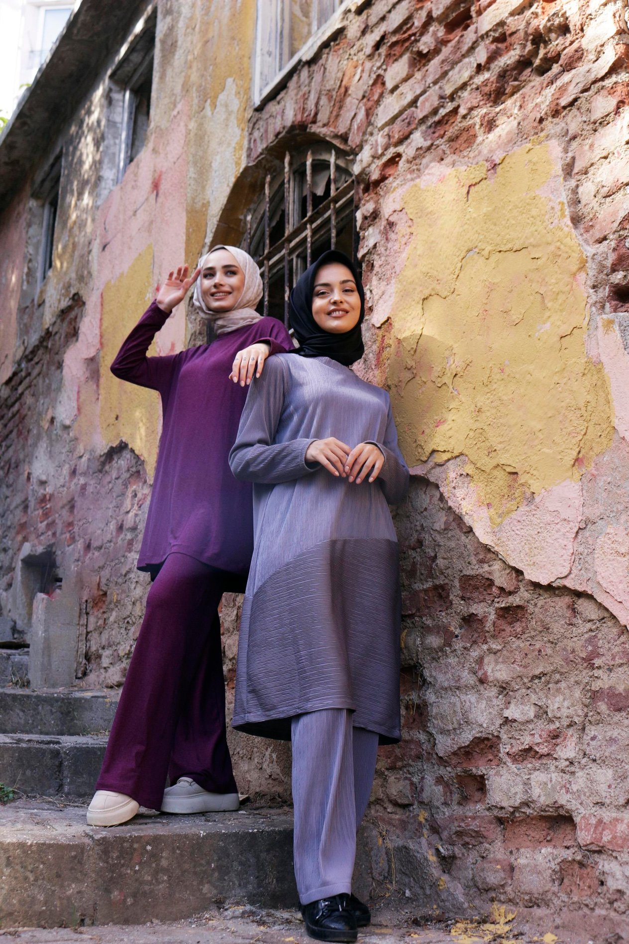 Fitilli Tunik Pantolon Gri İkili Takım Santana