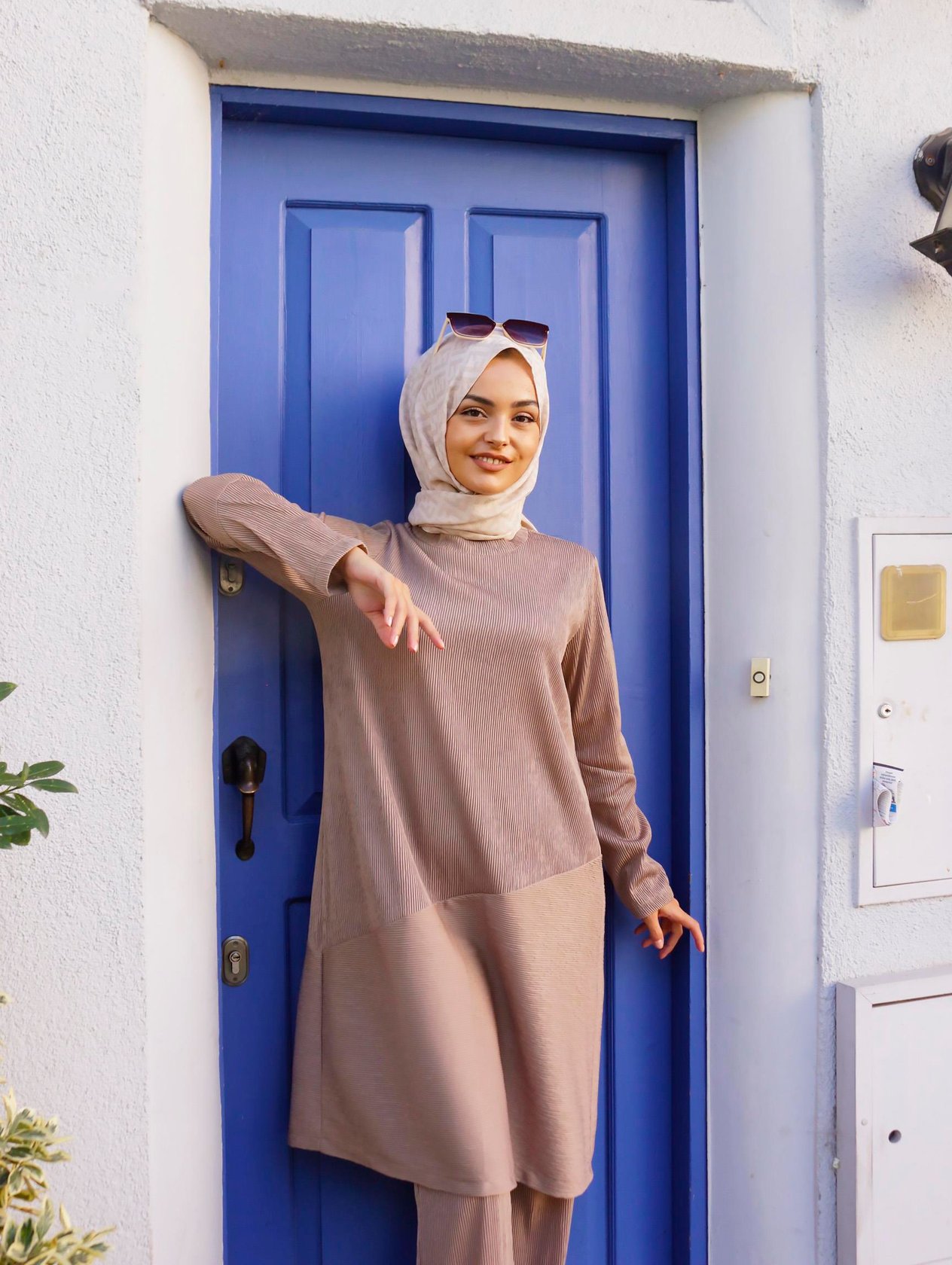 Fitilli Tunik Pantolon Vizon İkili Takım Santana