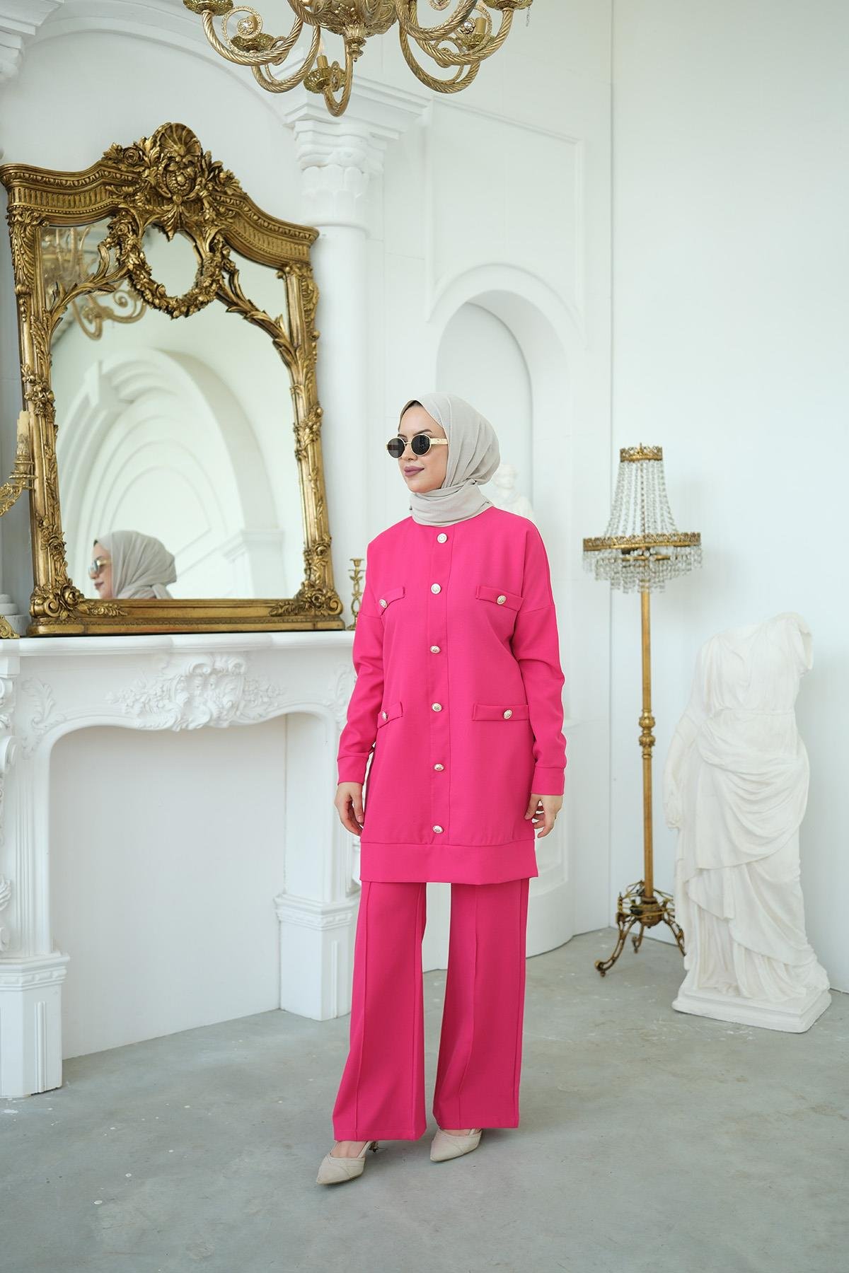 Krep Fuşya Pembe Beyond İkili Takım