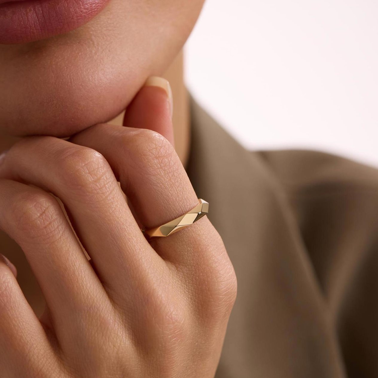 14K Gold Facet Ring