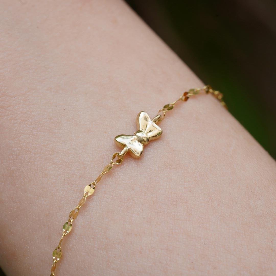 14K Gold Bow Chain Bracelet
