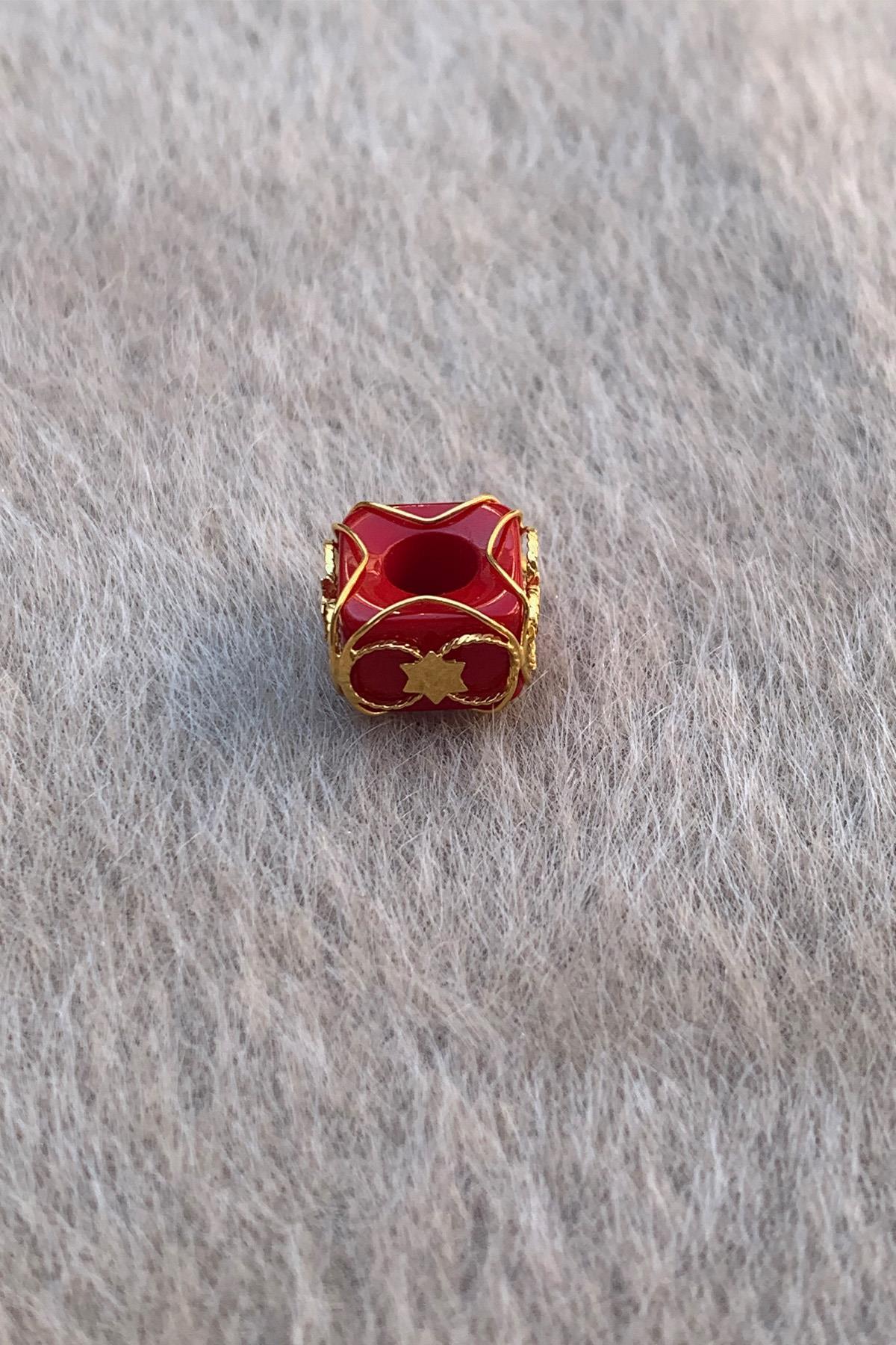 Gold Claret Red Star Medium Filigree Hulyam Bead