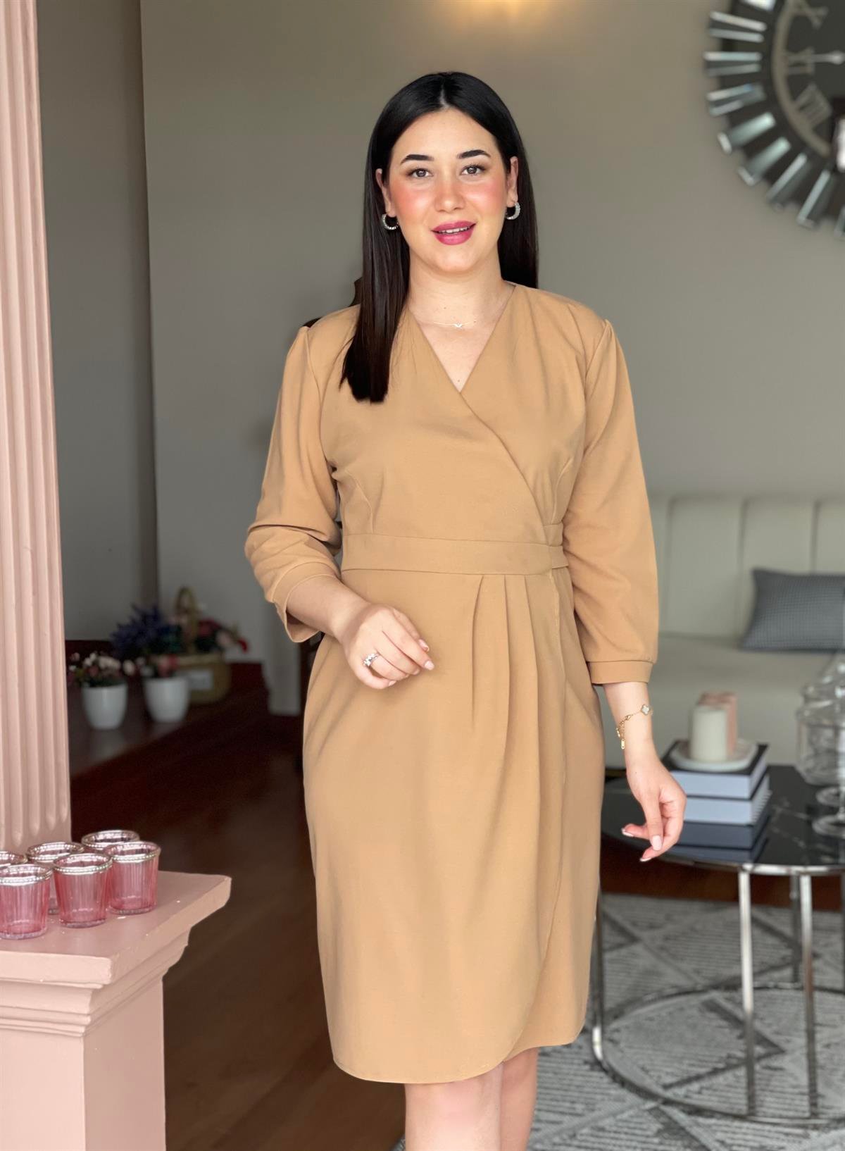 Camel Şık Ceket Elbise 