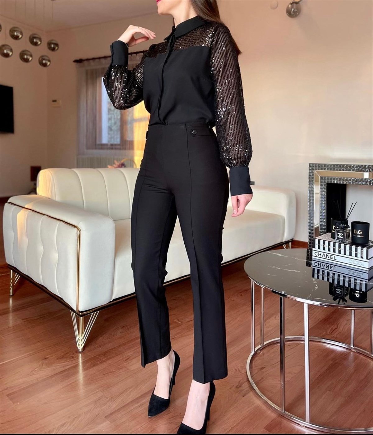 Siyah Beli Apoletli Pantolon