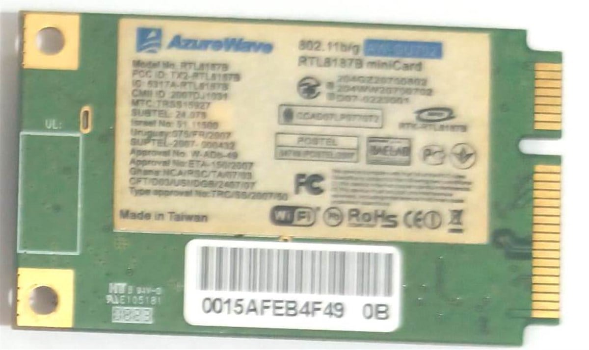 WIFI Kart - BluetoothAZUREWAVE RTL8187B 802.11 MINI CARD AW-GU702 WİFİ KART STOK:Z-64