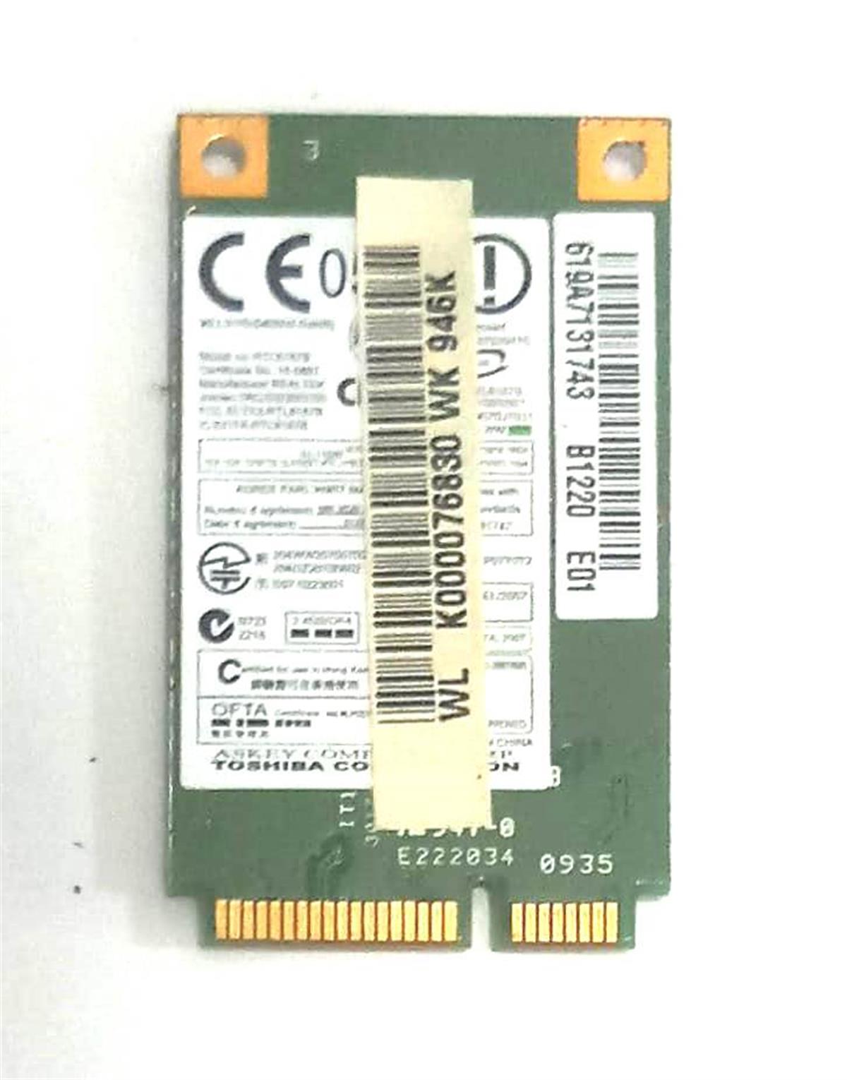 WIFI Kart - BluetoothToshiba Satellite L500 L500D L505 L505D Notebook Wifi Ağ Kartı - K000076830 PK29200A710 STOK: Z71