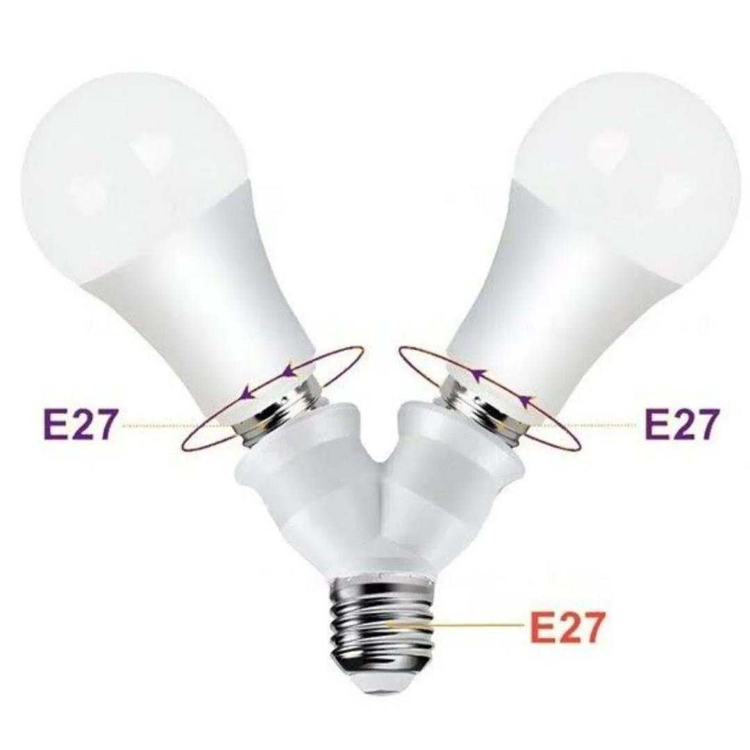 LEDX DY-101 E27 DUY ÇOĞALTICI (TEK DUYDAN ÇİFT E27 LAMBA BAĞLANTISI)