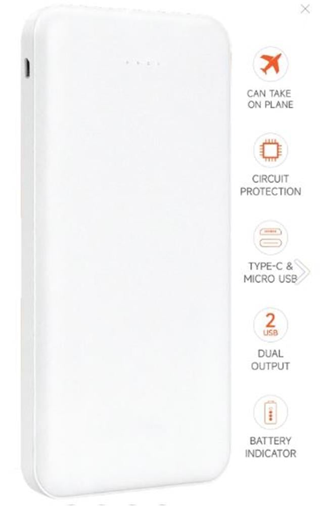 SnapMax SNP-3000 Beyaz 10.000 mah Powerbank 2x USB Çıkışlı 1 Type-C ve 1 Micro Girişli