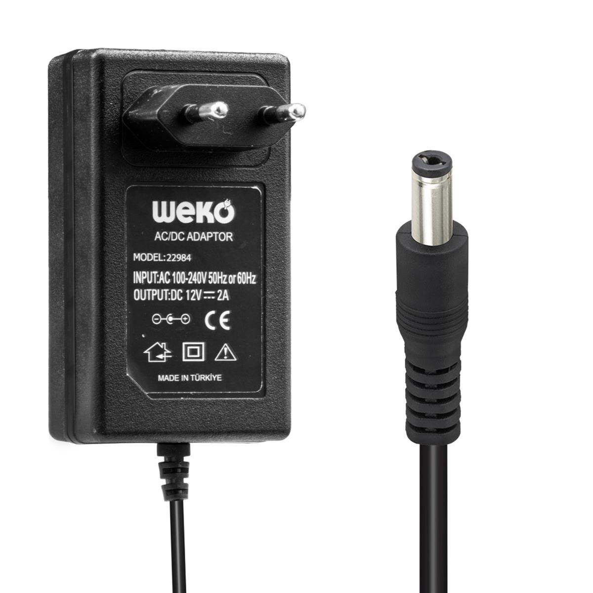 WEKO 12 VOLT - 2 AMPER 5.5*2.1 UÇLU PLASTİK KASA PRİZ TİPİ ADAPTÖR