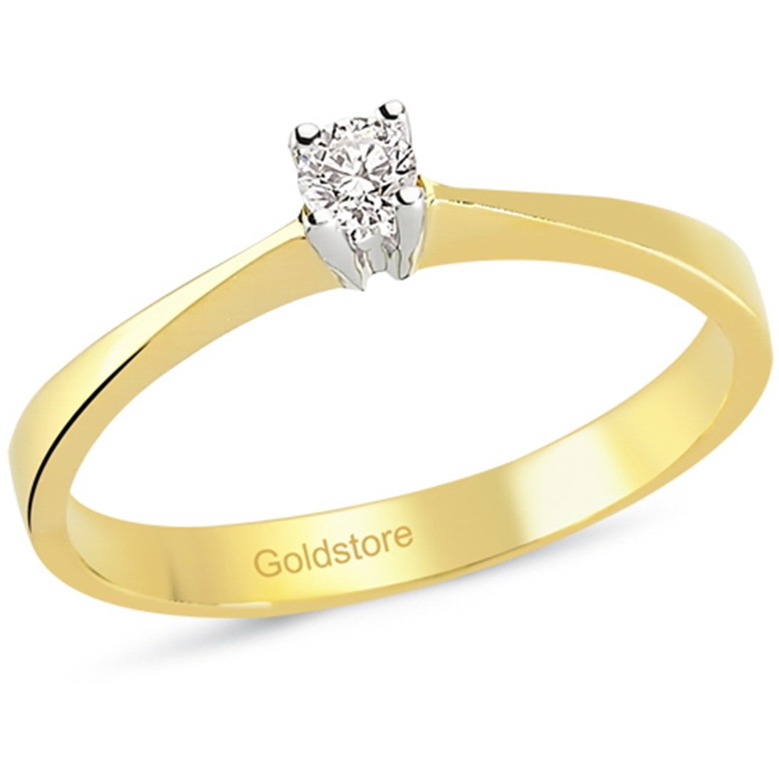 Goldstore-0.09 ct. Pırlanta Klasik Tektaş Yüzük