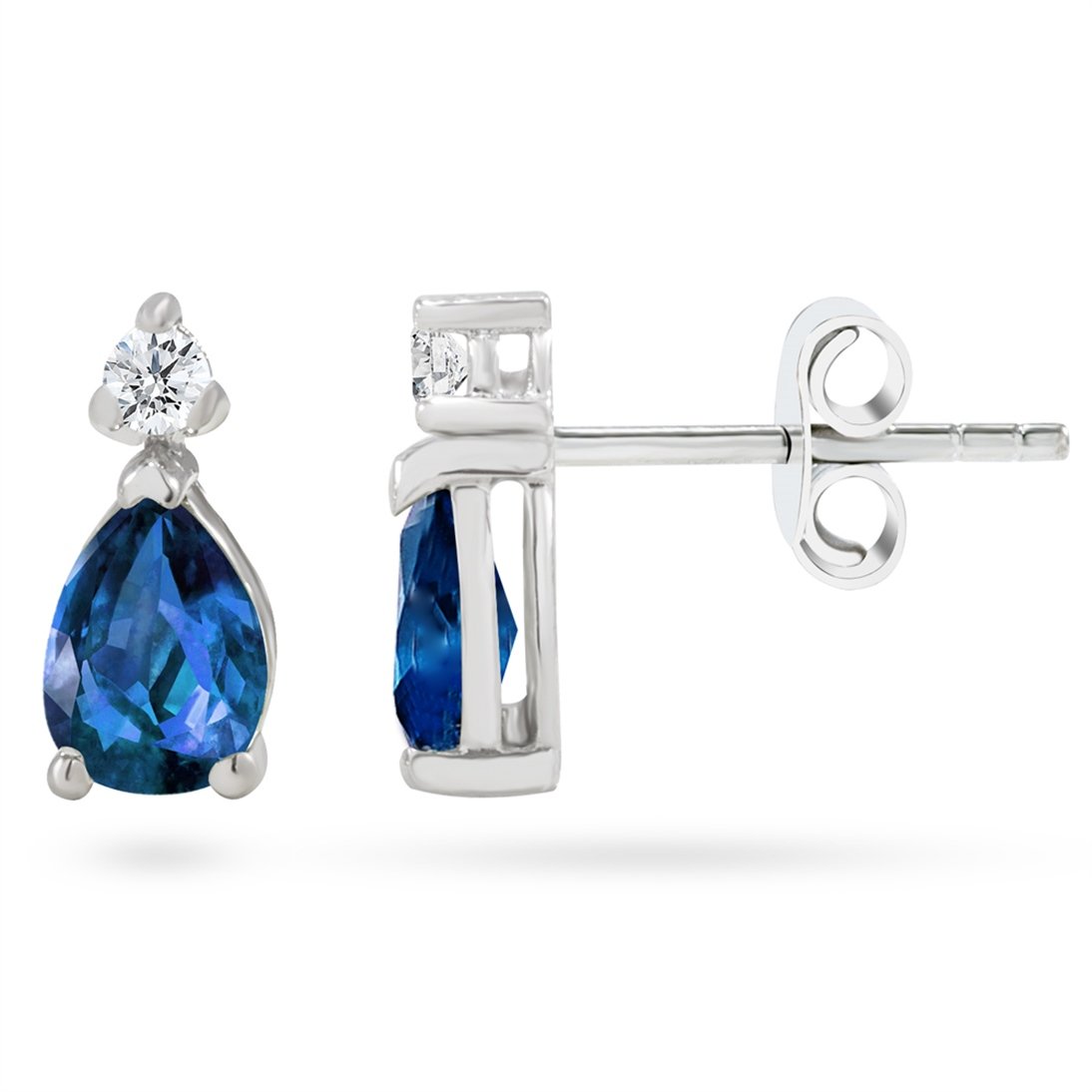 Goldstore-0.12 ct. Pırlanta Safir Küpe