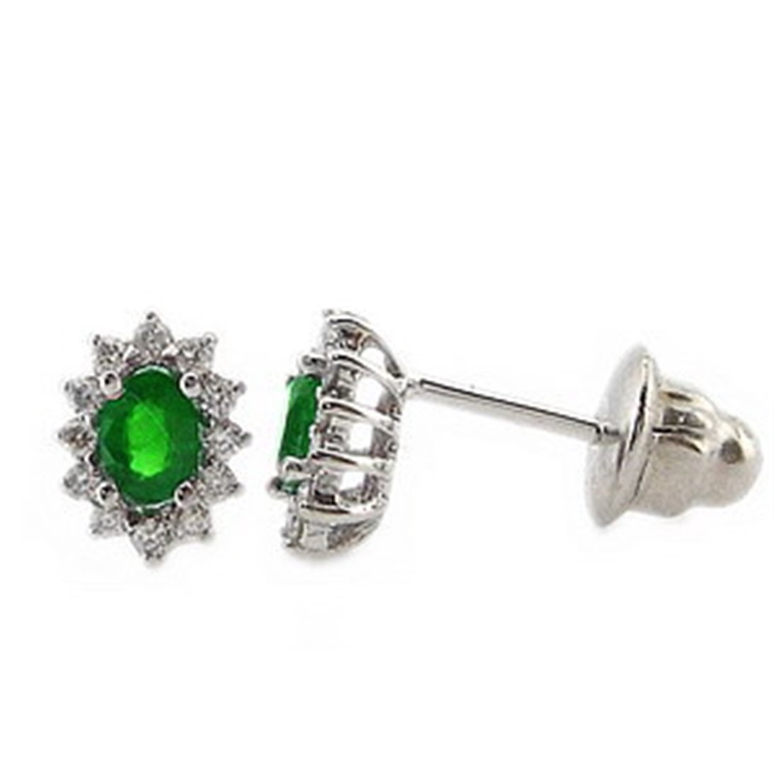 Goldstore-0.14 ct. Pırlanta Zümrüt Anturaj Küpe