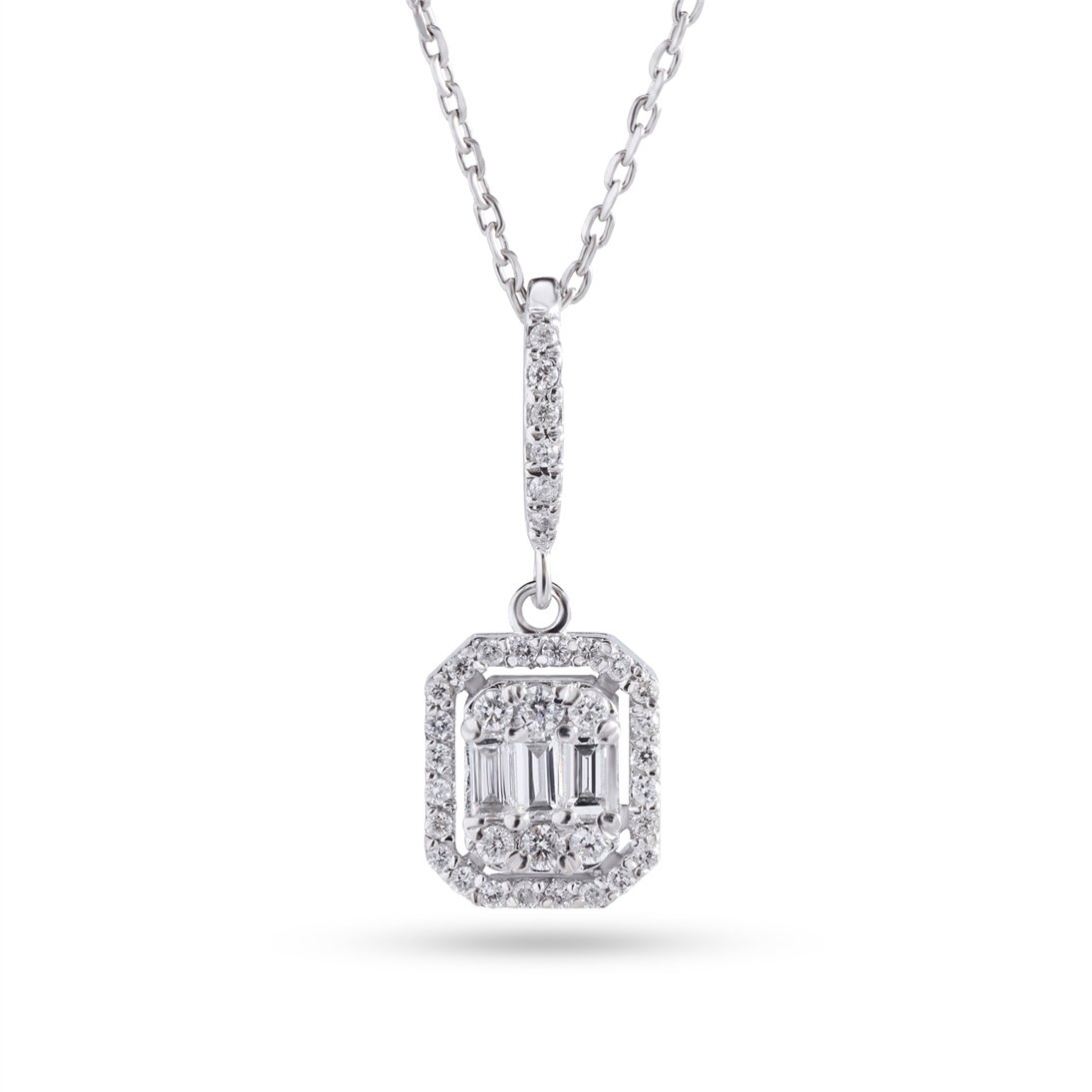 Goldstore-0.32 ct. Pırlantalı Baget Kolye