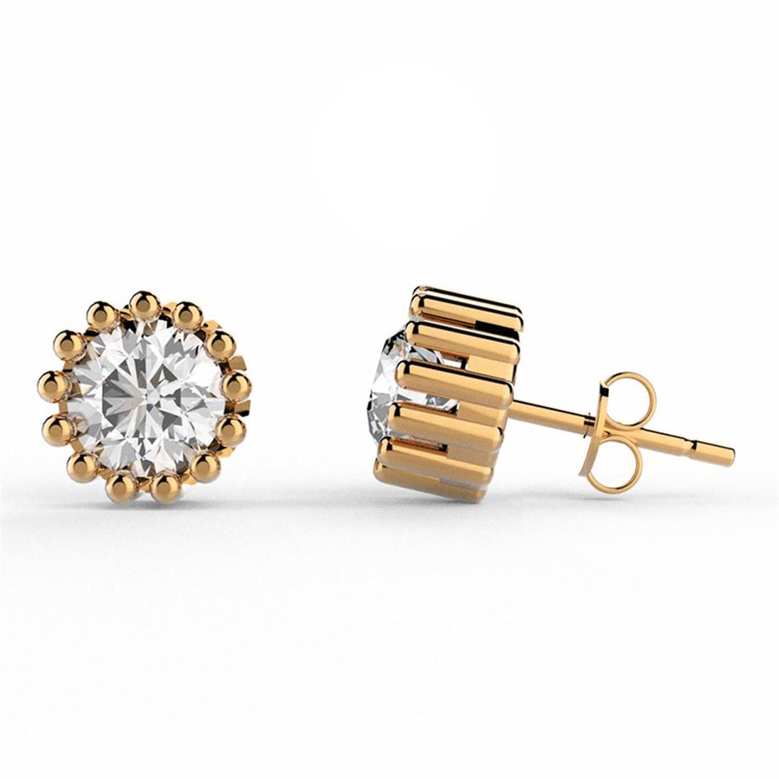 Goldstore-1 ct. Pırlanta Tektaş Küpe