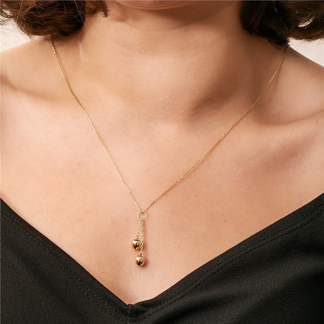 Goldstore-14k 18k Gold Cremation Double Drop Urn Necklace, Memorial Ball Urn Custom Pendant, Dainty Urn, Cremation Ashes Necklace for Human and Pets